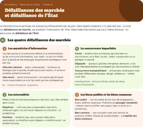 Première page de la fiche : Défaillances des marchés et défaillances de l'État