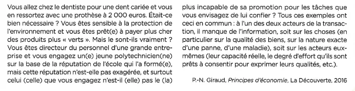 Autres exemples d’asymétrie d’information